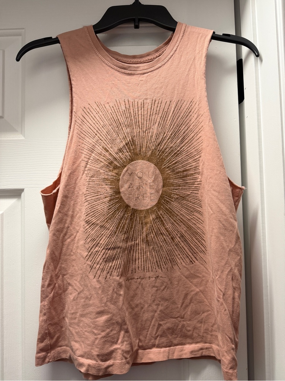 Spiritual Gangster Dusty Pink Graphic Tank with Gold Sunburst